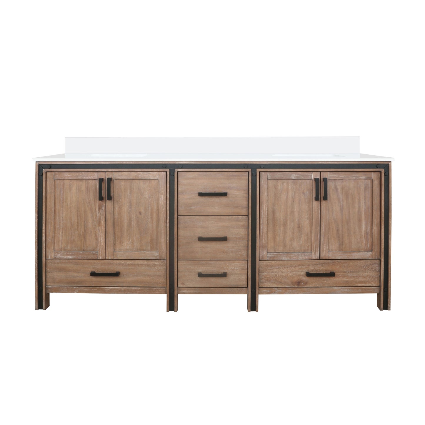 Ziva 80 in W x 22 in D Rustic Barnwood Double Bath Vanity