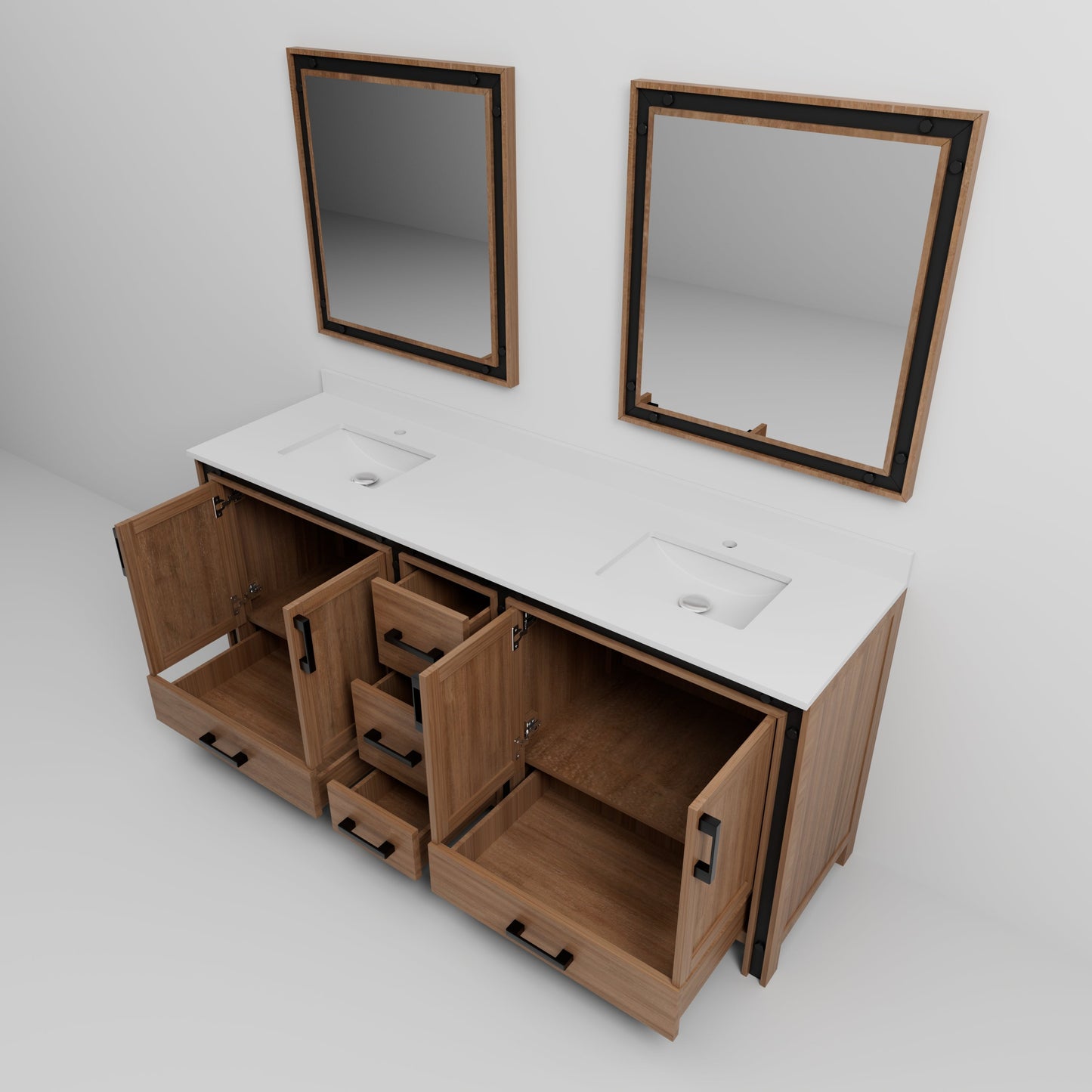 Ziva 80 in W x 22 in D Rustic Barnwood Double Bath Vanity