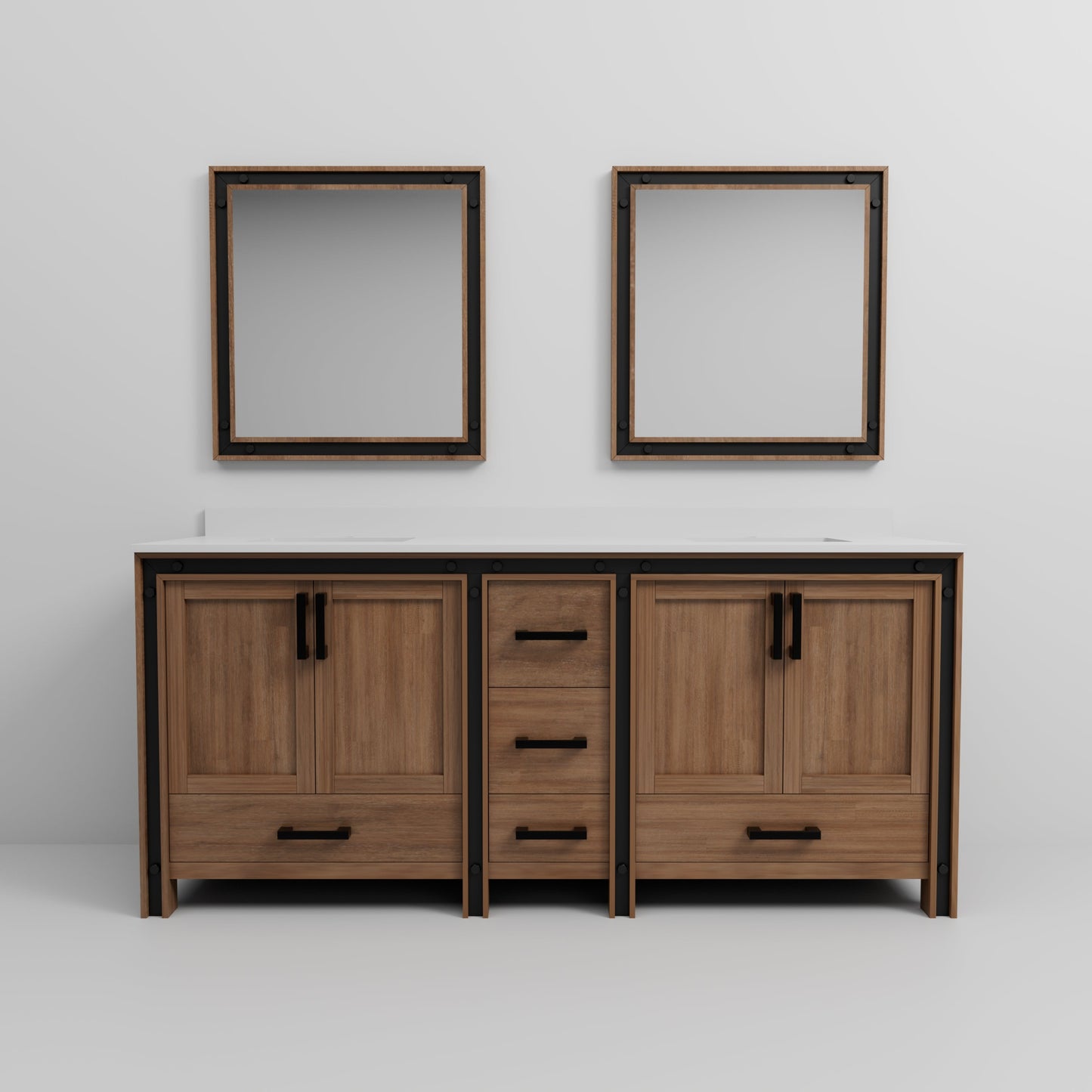 Ziva 80 in W x 22 in D Rustic Barnwood Double Bath Vanity