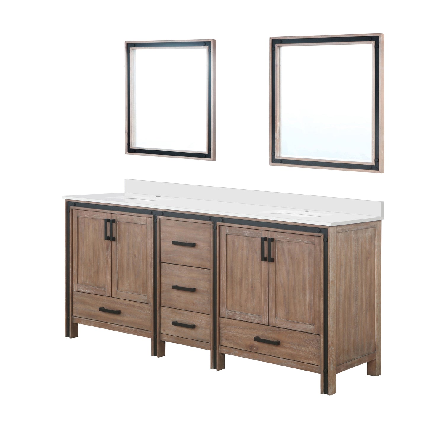 Ziva 80 in W x 22 in D Rustic Barnwood Double Bath Vanity