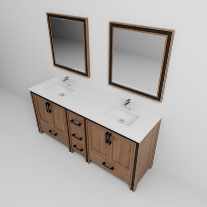 Ziva 80 in W x 22 in D Rustic Barnwood Double Bath Vanity