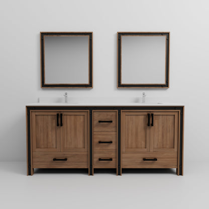 Ziva 80 in W x 22 in D Rustic Barnwood Double Bath Vanity