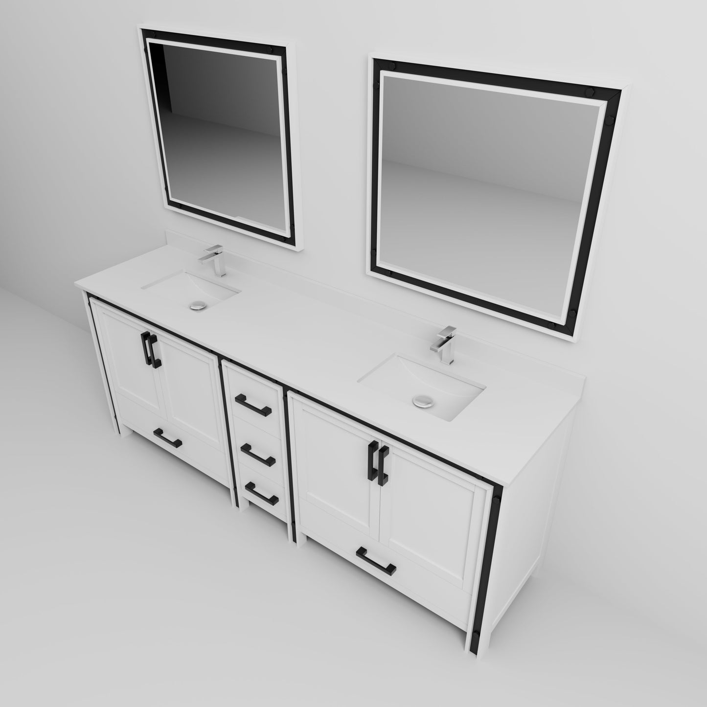 Ziva 84 in W x 22 in D White Double Bath Vanity