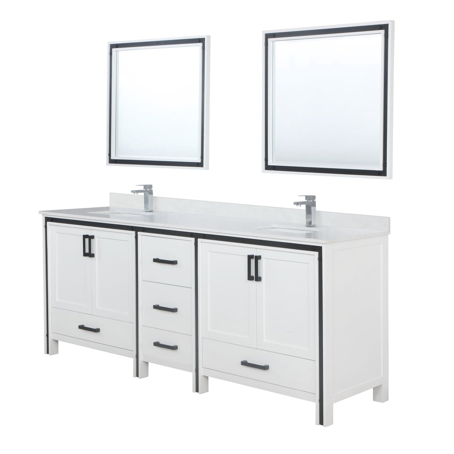 Ziva 84 in W x 22 in D White Double Bath Vanity