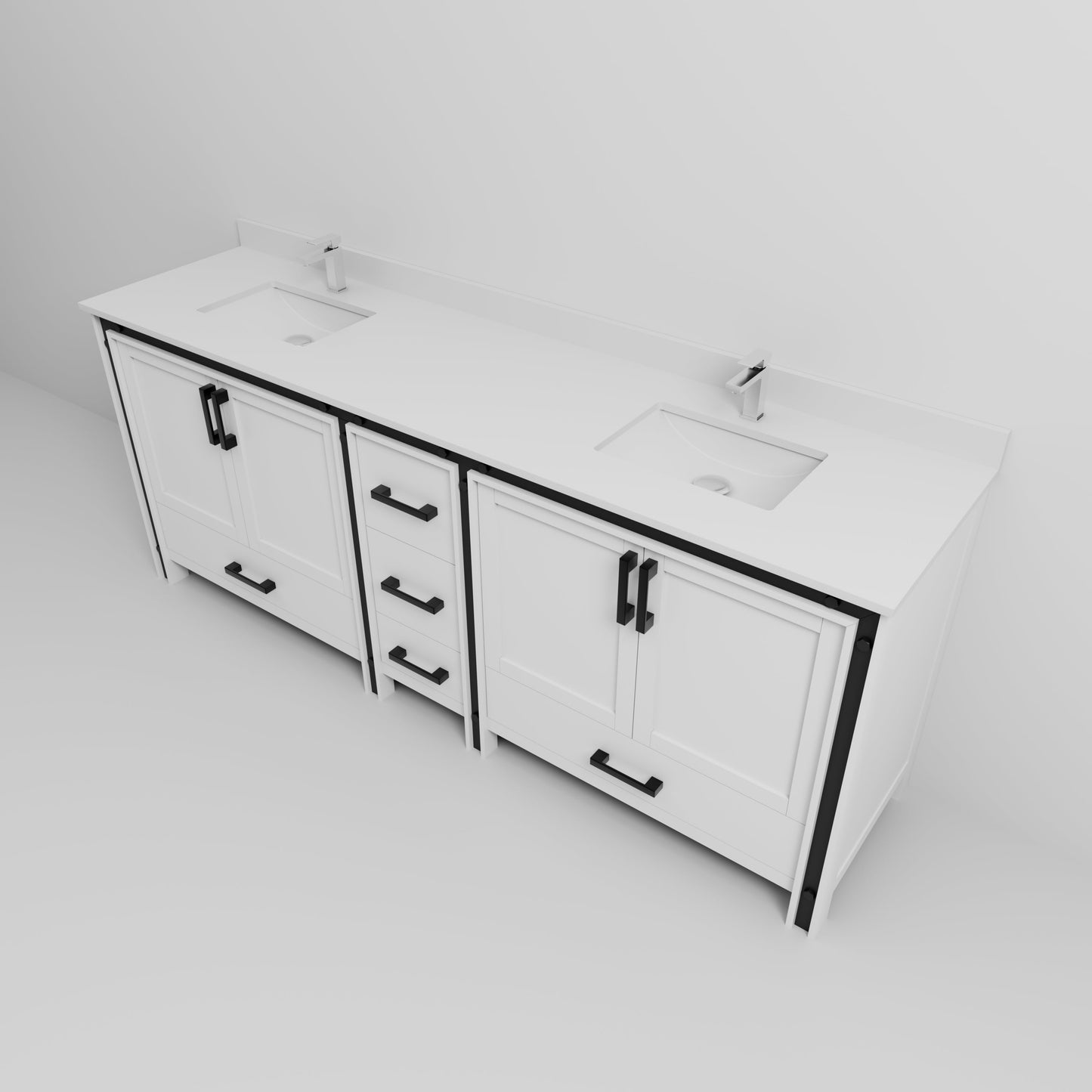 Ziva 84 in W x 22 in D White Double Bath Vanity