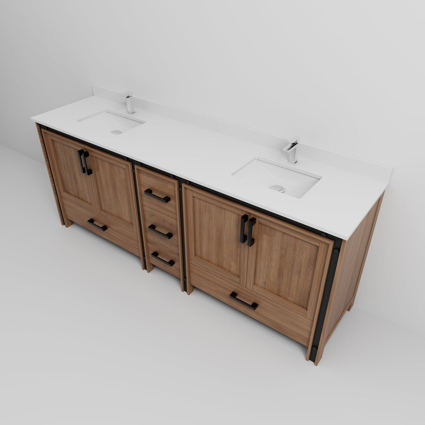 Ziva 84 in W x 22 in D Rustic Barnwood Double Bath Vanity