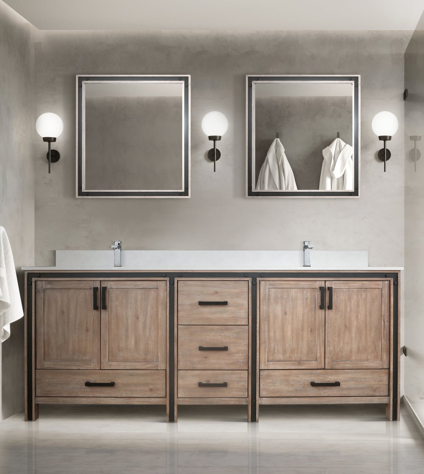 Ziva 84 in W x 22 in D Rustic Barnwood Double Bath Vanity