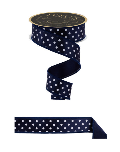 1.5"X10YD SMALL POLKA DOT/FUSED NAVY/WHITE