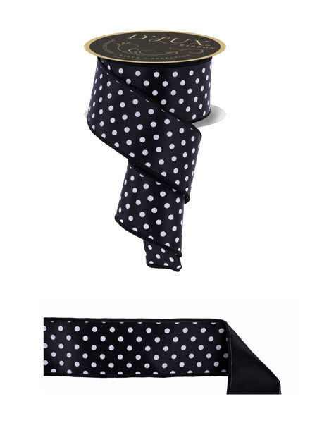 2.5"X10YD SMALL POLKA DOT/FUSED BLACK/WHITE