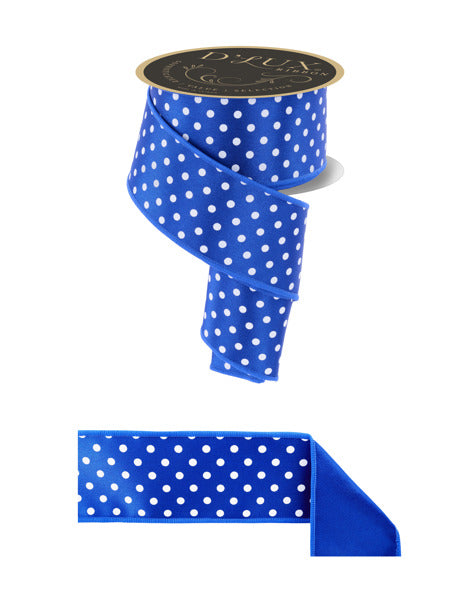 2.5"X10YD SMALL POLKA DOT/FUSED ROYAL BLUE/WHITE