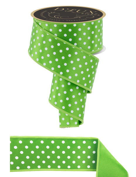 2.5"X10YD SMALL POLKA DOT/FUSED FRESH GREEN/WHITE