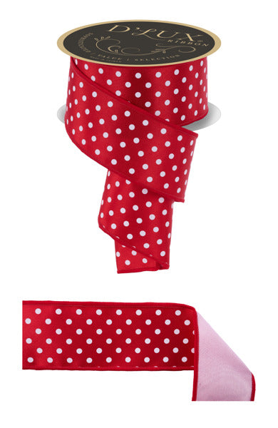 2.5"X10YD SMALL POLKA DOT/FUSED RED/WHITE/PINK