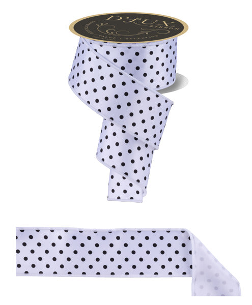 2.5"X10YD SMALL POLKA DOT/FUSED WHITE/BLACK with white backing