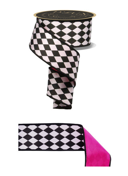 2.5"X10YD HARLEQUIN/FUSED WHITE/BLACK/HOT PINK