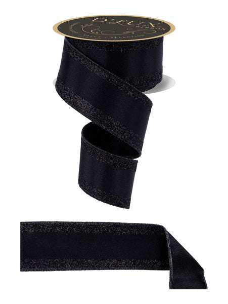 2.5"X10YD VERTICAL GLITTER STRIPE/SEWN BLACK