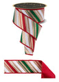 2.5"X10YD MULTI DIAGONAL STRIPE/FUSED GOLD/WHITE/RED/EMERALD