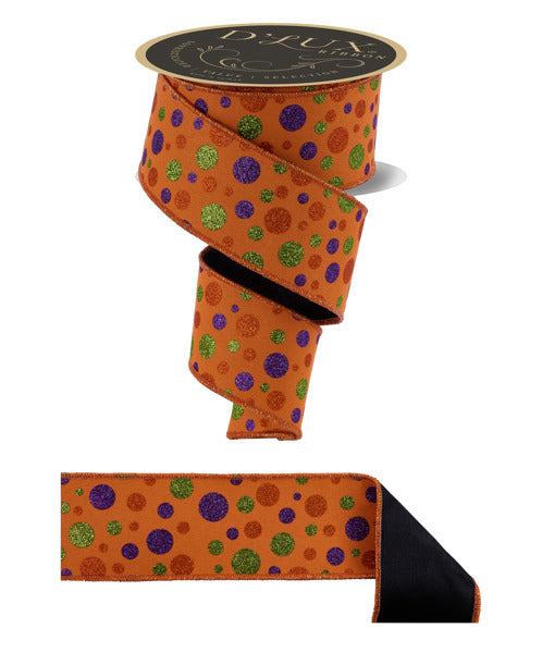 2.5"X10YD MULTI POLKA DOT/FUSED ORANGE/PURPLE/LIME