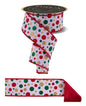 2.5"X10YD MULTI POLKA DOT/FUSED WHITE/RED/GOLD/EMERALD