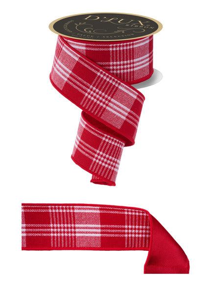 2.5"X10YD THREE STRIPE CHECK/FUSED RED/WHITE