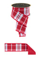 2.5"X10YD PLAID FAUX DUPIONI/FUSED RED/WHITE