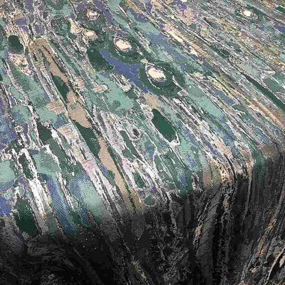Aqua LYNN Jacquard Print Metallic - Custom Tablecloths