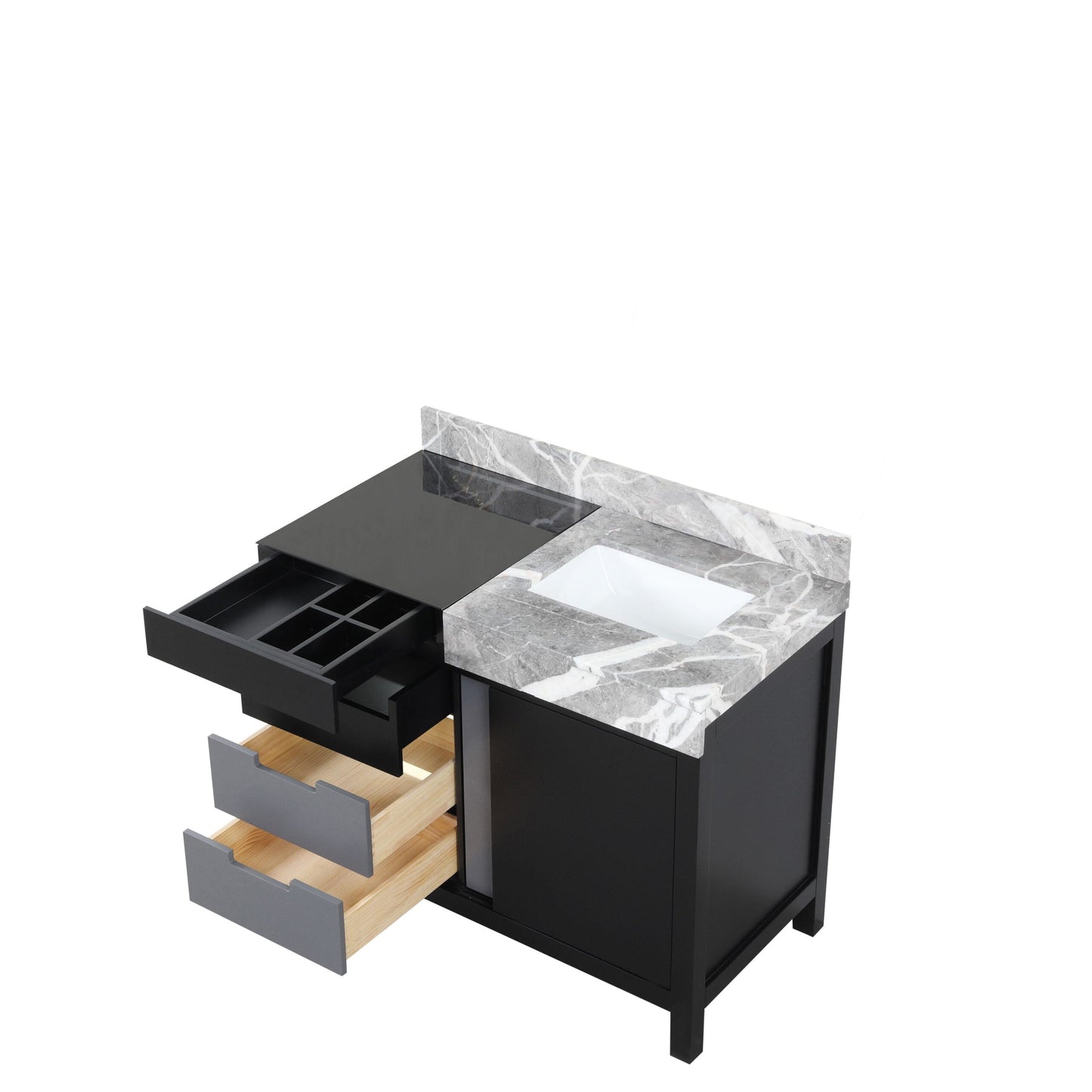 Zilara 42 in W x 22 in D Black and Grey Bath Vanity