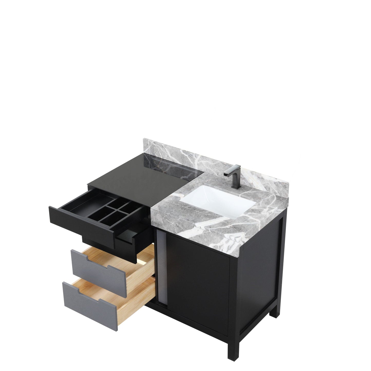 Zilara 42 in W x 22 in D Black and Grey Bath Vanity