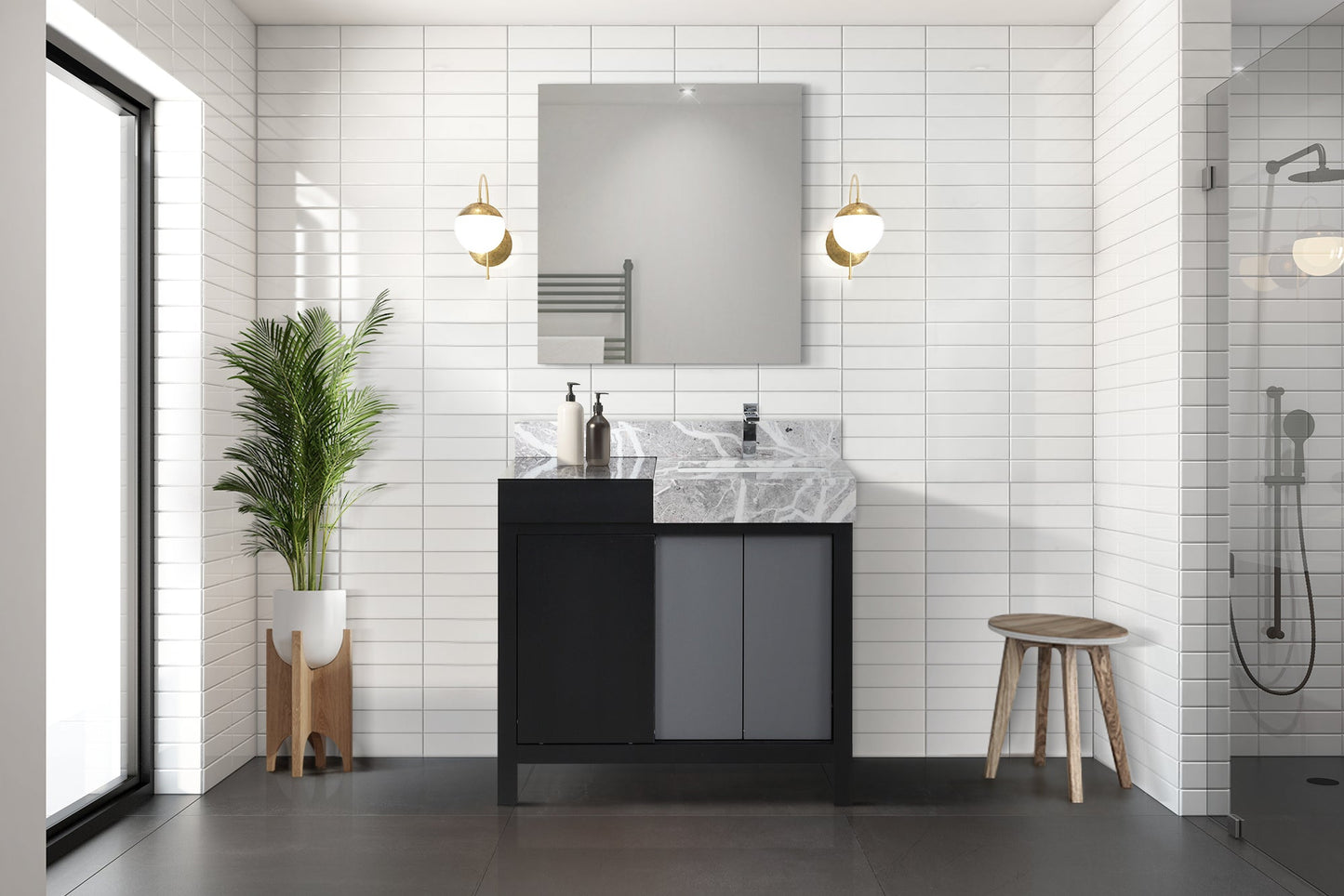 Zilara 42 in W x 22 in D Black and Grey Bath Vanity