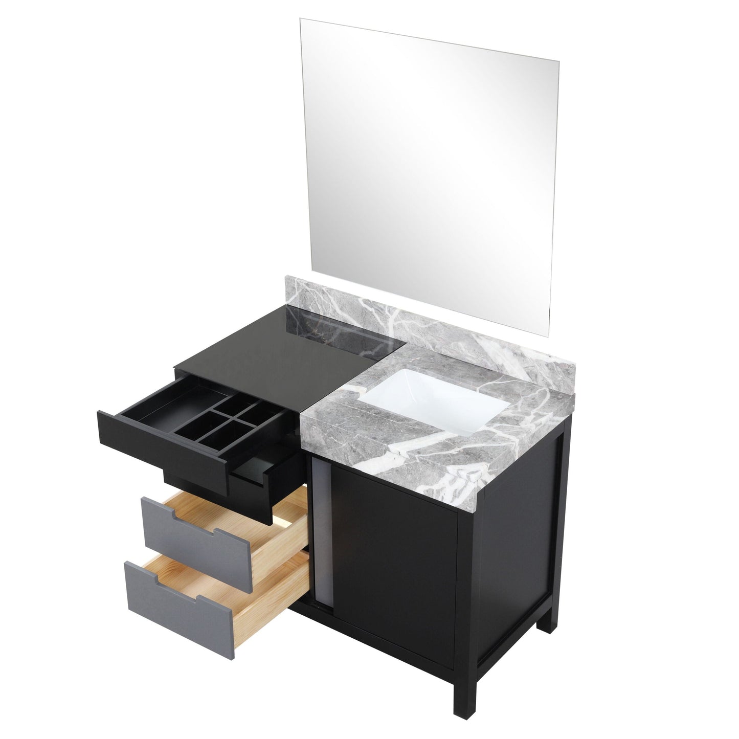 Zilara 42 in W x 22 in D Black and Grey Bath Vanity