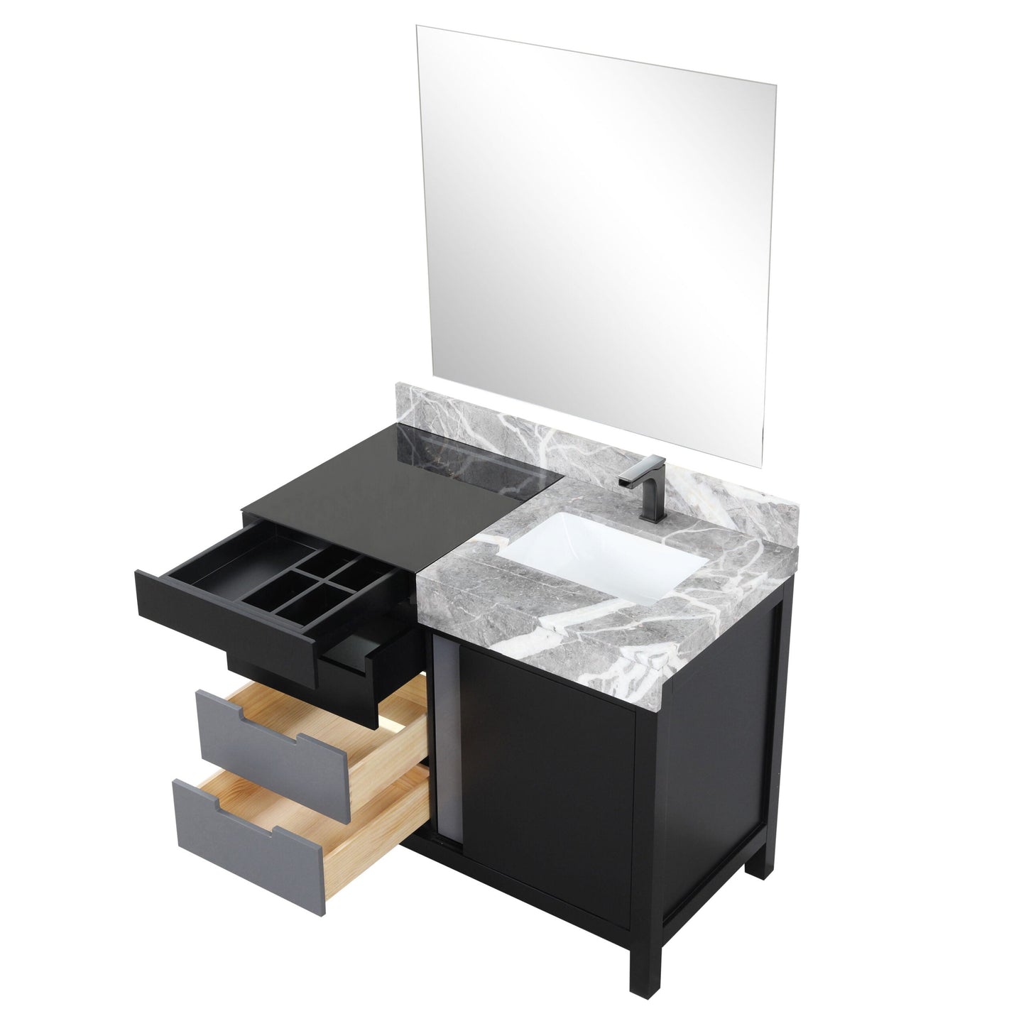 Zilara 42 in W x 22 in D Black and Grey Bath Vanity