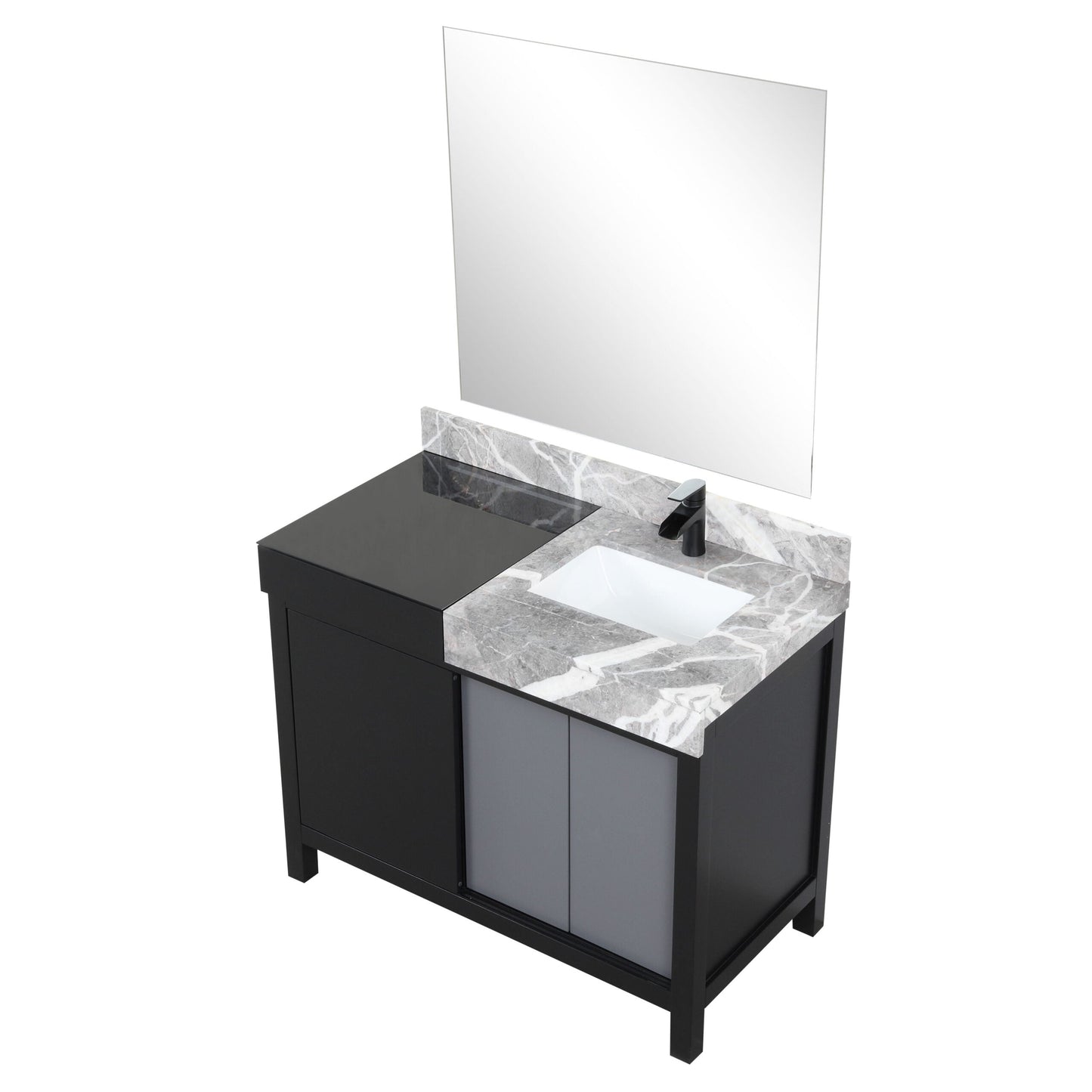 Zilara 42 in W x 22 in D Black and Grey Bath Vanity