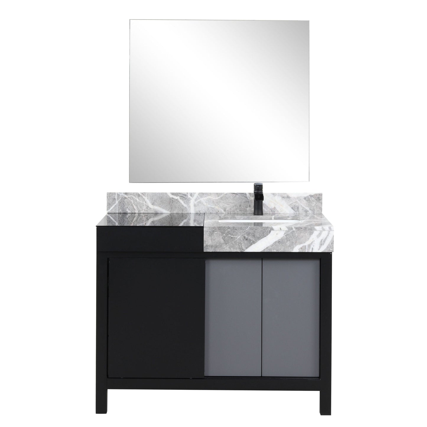 Zilara 42 in W x 22 in D Black and Grey Bath Vanity