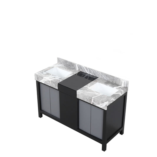Zilara 55 in W x 22 in D Black and Grey Double Bath Vanity