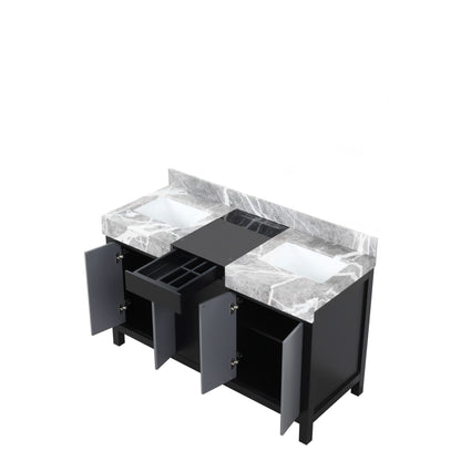 Zilara 55 in W x 22 in D Black and Grey Double Bath Vanity