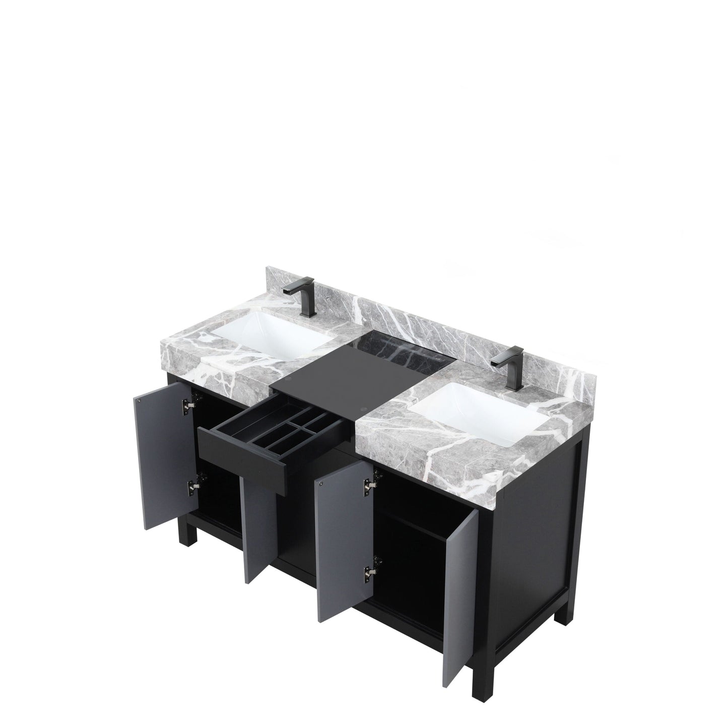 Zilara 55 in W x 22 in D Black and Grey Double Bath Vanity