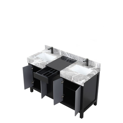 Zilara 55 in W x 22 in D Black and Grey Double Bath Vanity