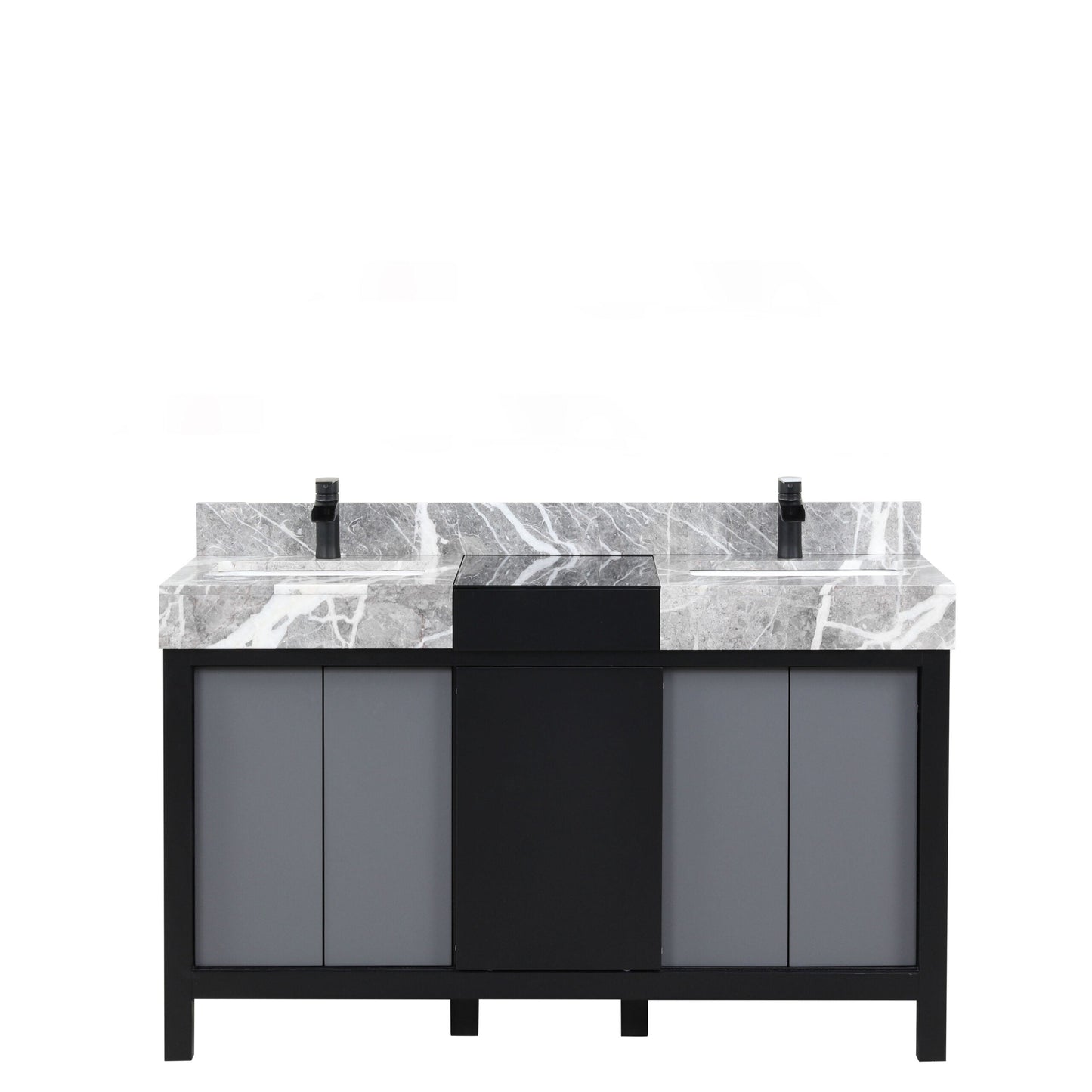 Zilara 55 in W x 22 in D Black and Grey Double Bath Vanity