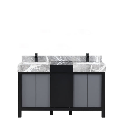 Zilara 55 in W x 22 in D Black and Grey Double Bath Vanity