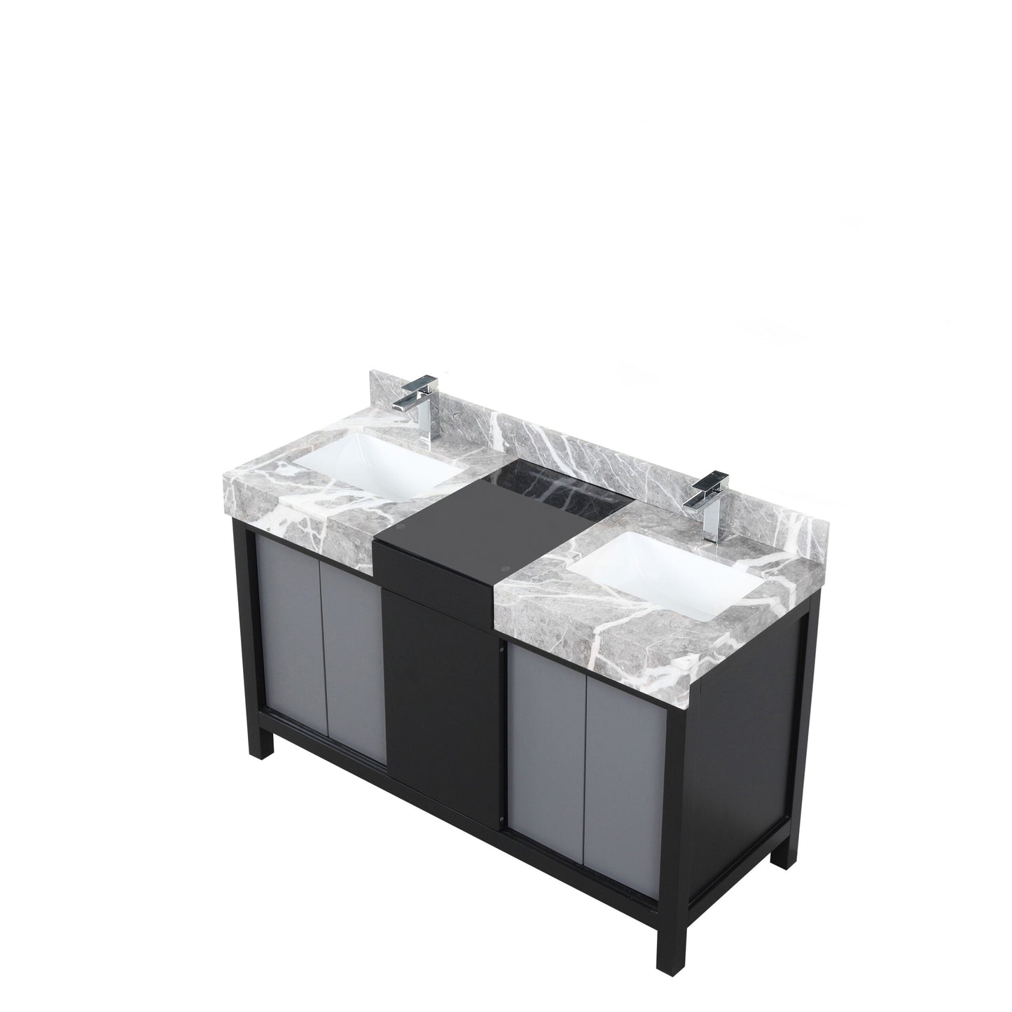 Zilara 55 in W x 22 in D Black and Grey Double Bath Vanity