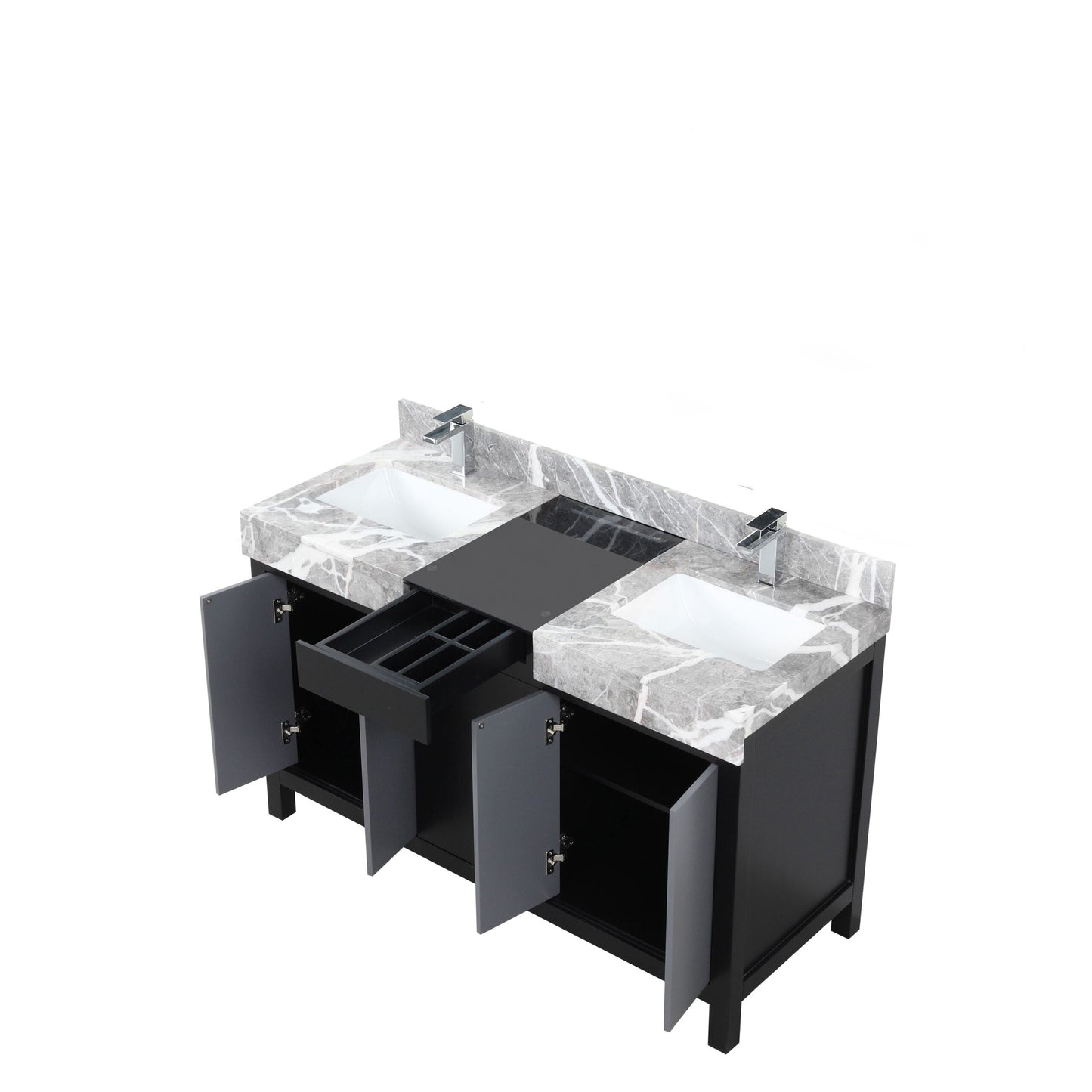 Zilara 55 in W x 22 in D Black and Grey Double Bath Vanity