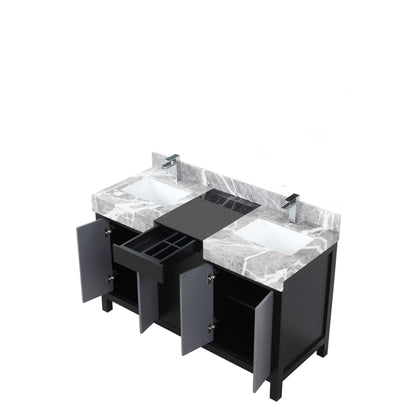 Zilara 55 in W x 22 in D Black and Grey Double Bath Vanity