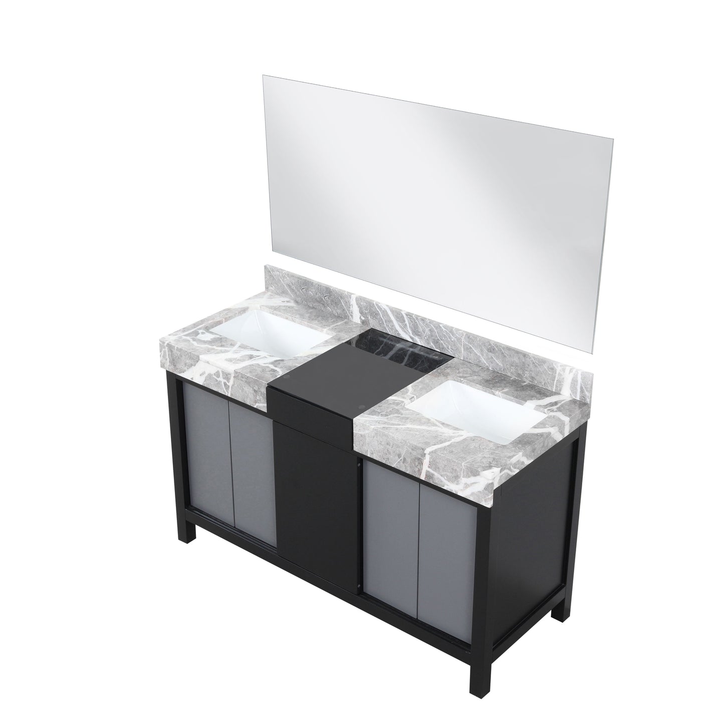 Zilara 55 in W x 22 in D Black and Grey Double Bath Vanity