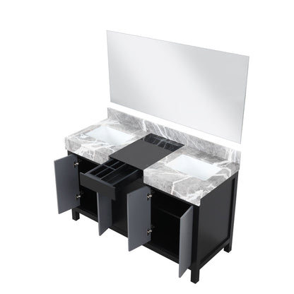 Zilara 55 in W x 22 in D Black and Grey Double Bath Vanity