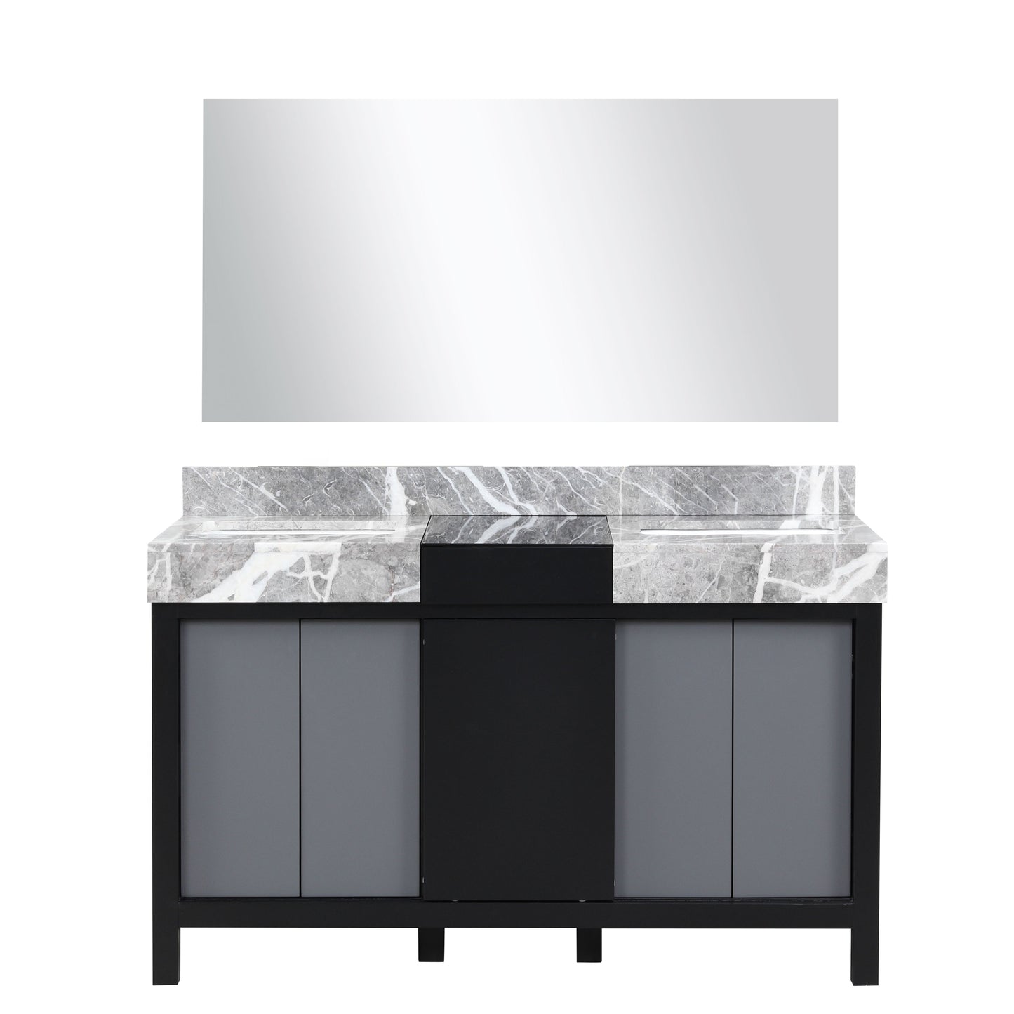 Zilara 55 in W x 22 in D Black and Grey Double Bath Vanity