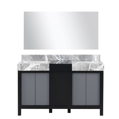 Zilara 55 in W x 22 in D Black and Grey Double Bath Vanity