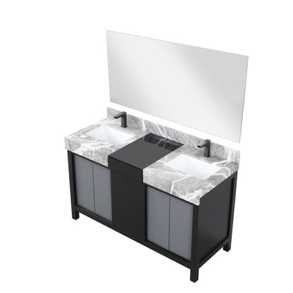 Zilara 55 in W x 22 in D Black and Grey Double Bath Vanity
