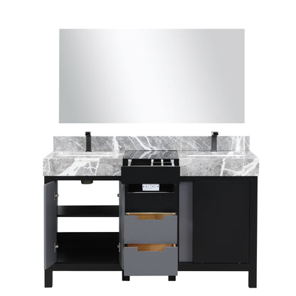 Zilara 55 in W x 22 in D Black and Grey Double Bath Vanity