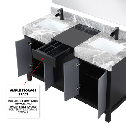 Zilara 55 in W x 22 in D Black and Grey Double Bath Vanity