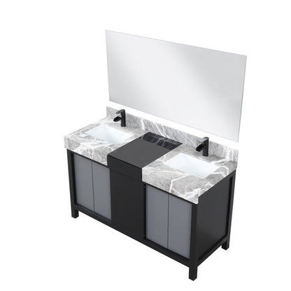 Zilara 55 in W x 22 in D Black and Grey Double Bath Vanity