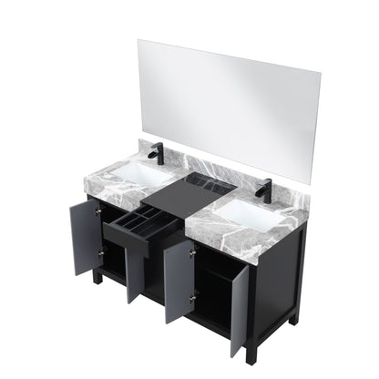 Zilara 55 in W x 22 in D Black and Grey Double Bath Vanity